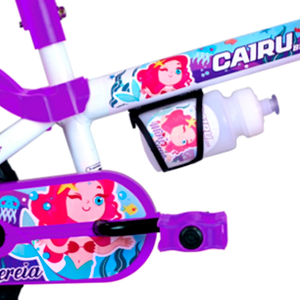 Bicicleta Infantil Aro 12 Cairu Mini Sereia Freio a Tambor Cestinha