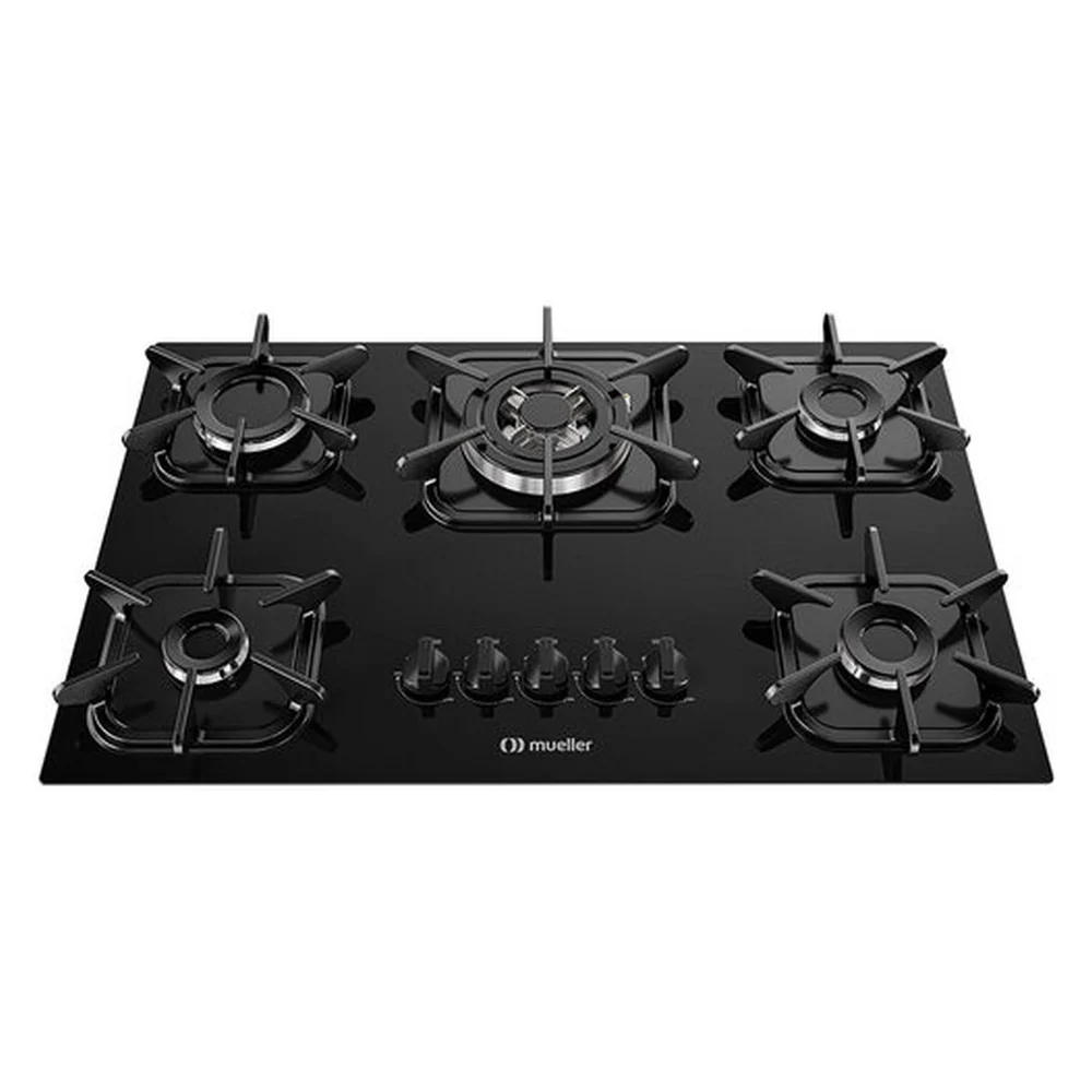Cooktop 5 Bocas a Gás Mueller G5 Tripla Chama, Preto