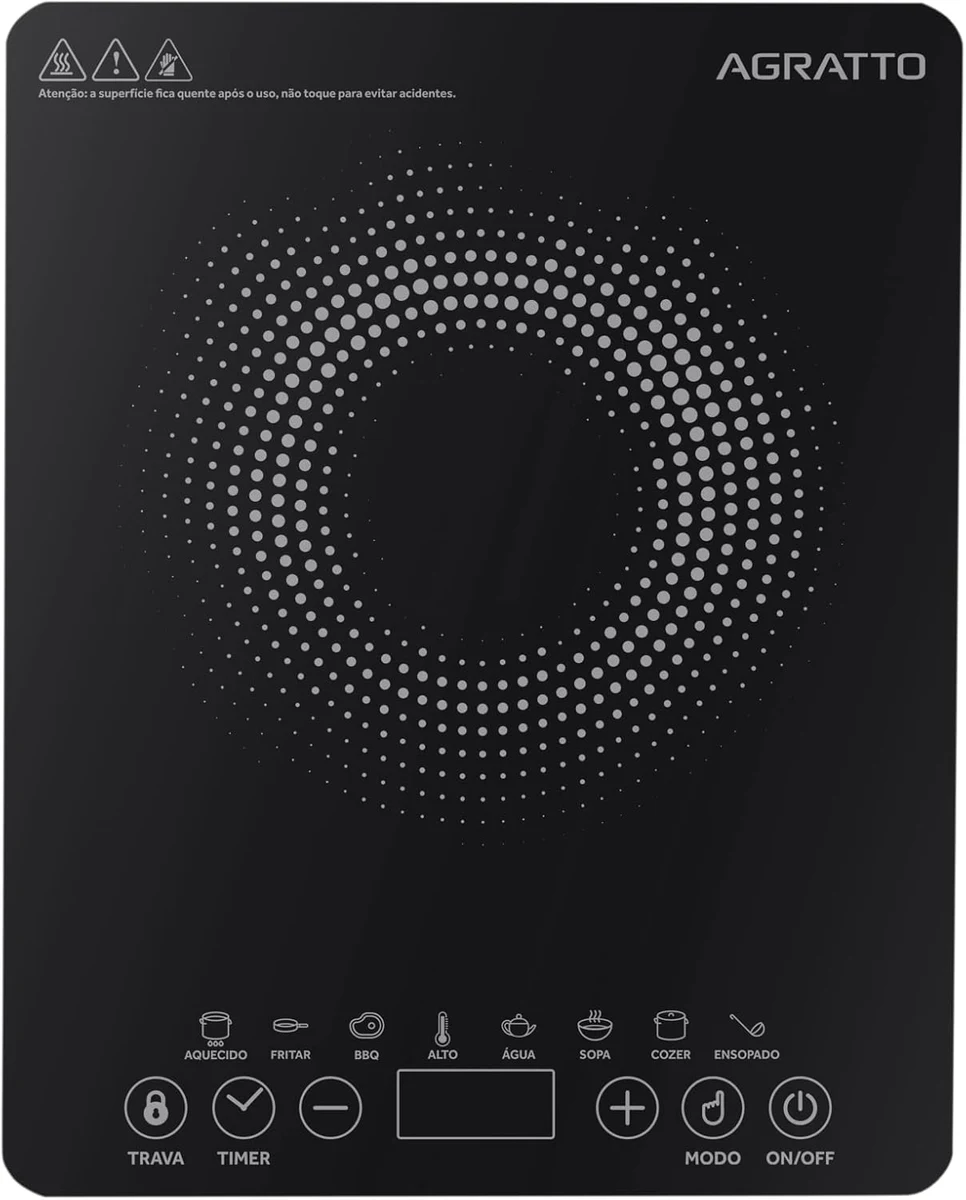 Agratto Cooktop Indução ACKI01I-02 Preto 1 Boca 2000W 220V
