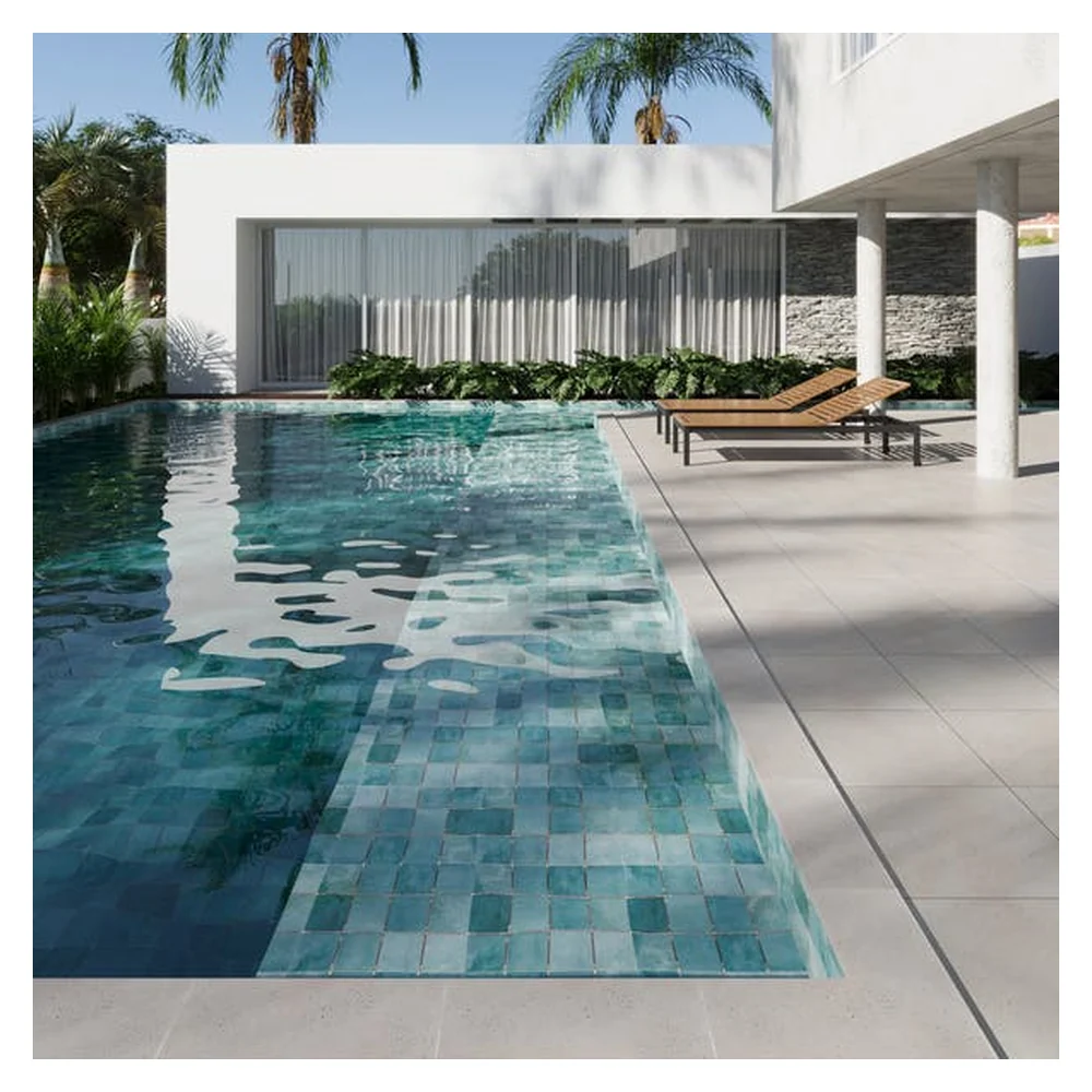 Revestimento para Piscina Decorado Brilhante 10x10cm Borda Arredondada Noronha Jade Mesh Eliane
