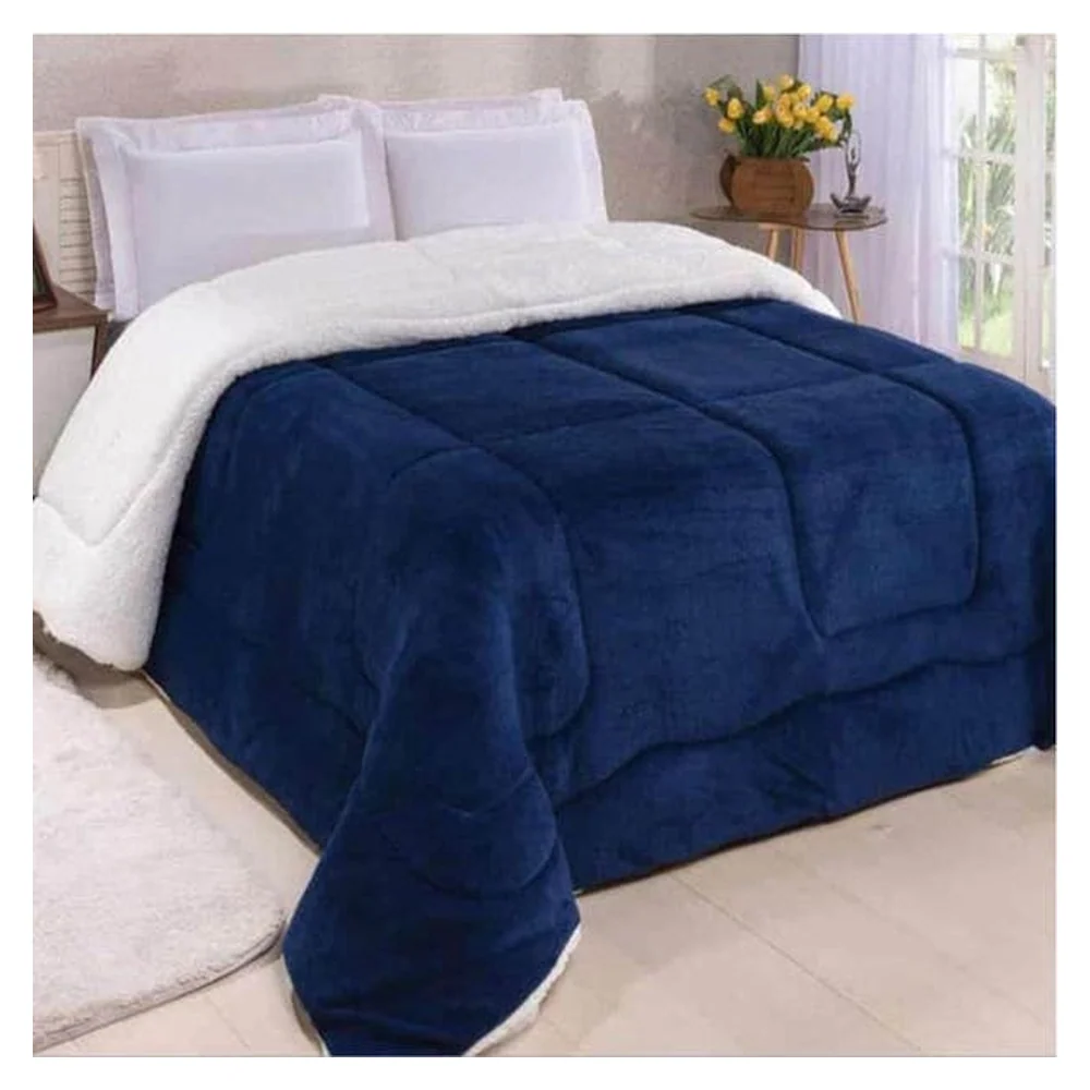 Edredom Coberdrom Fenix King Sherpa E Manta - Royal - 100% Poliéster