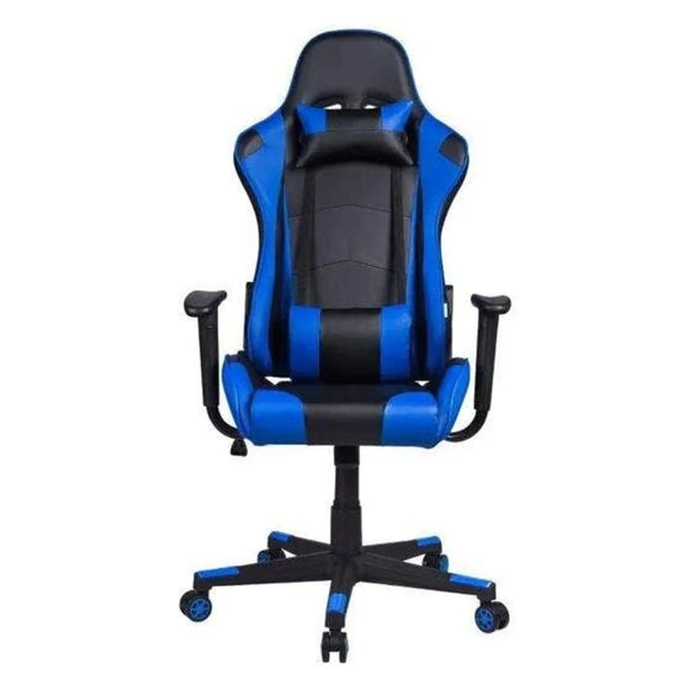 Cadeira Gamer Pelegrin Em Couro Pu Reclinável Pel-3012 Preta E Azul