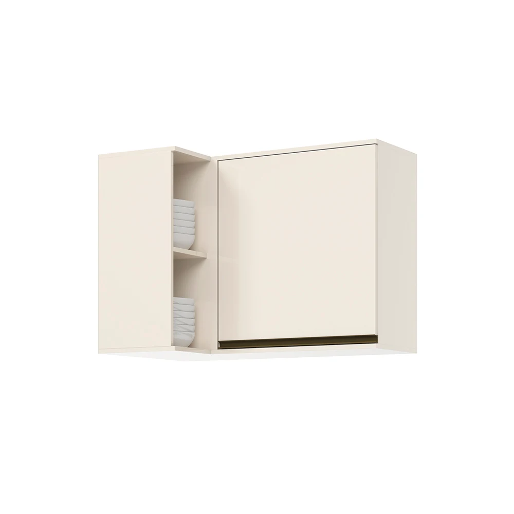 Armário Aéreo de Canto 1 Porta com Nichos MDF Connect Henn