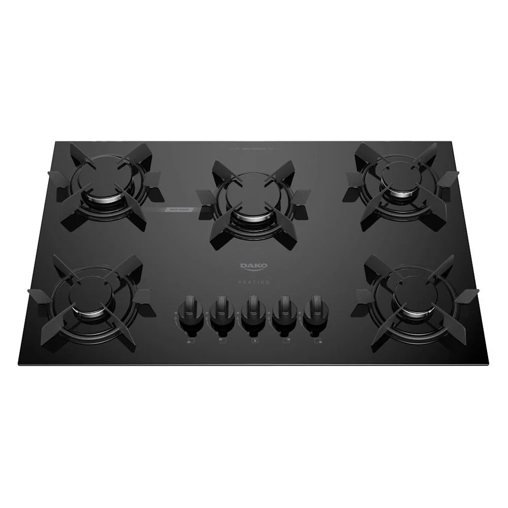 Cooktop 5 Bocas Dako Pratiko Mesa Vidro a Gás Preto Bivolt - Preto