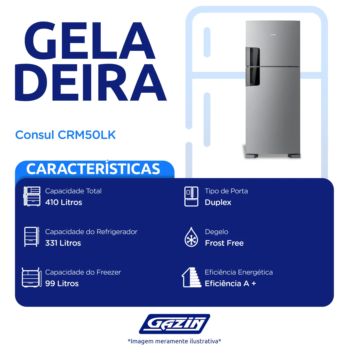 Geladeira Consul 410L Frost Free Duplex CRM50LK