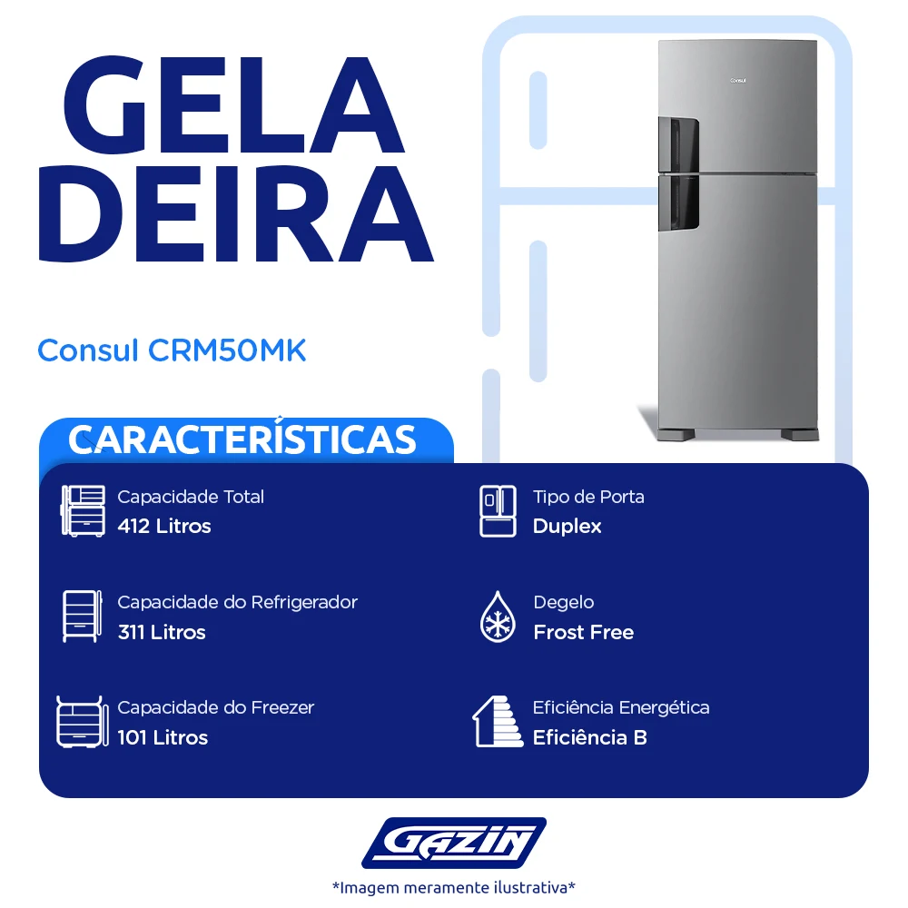 Geladeira Consul 412L Frost Free Duplex CRM50MK