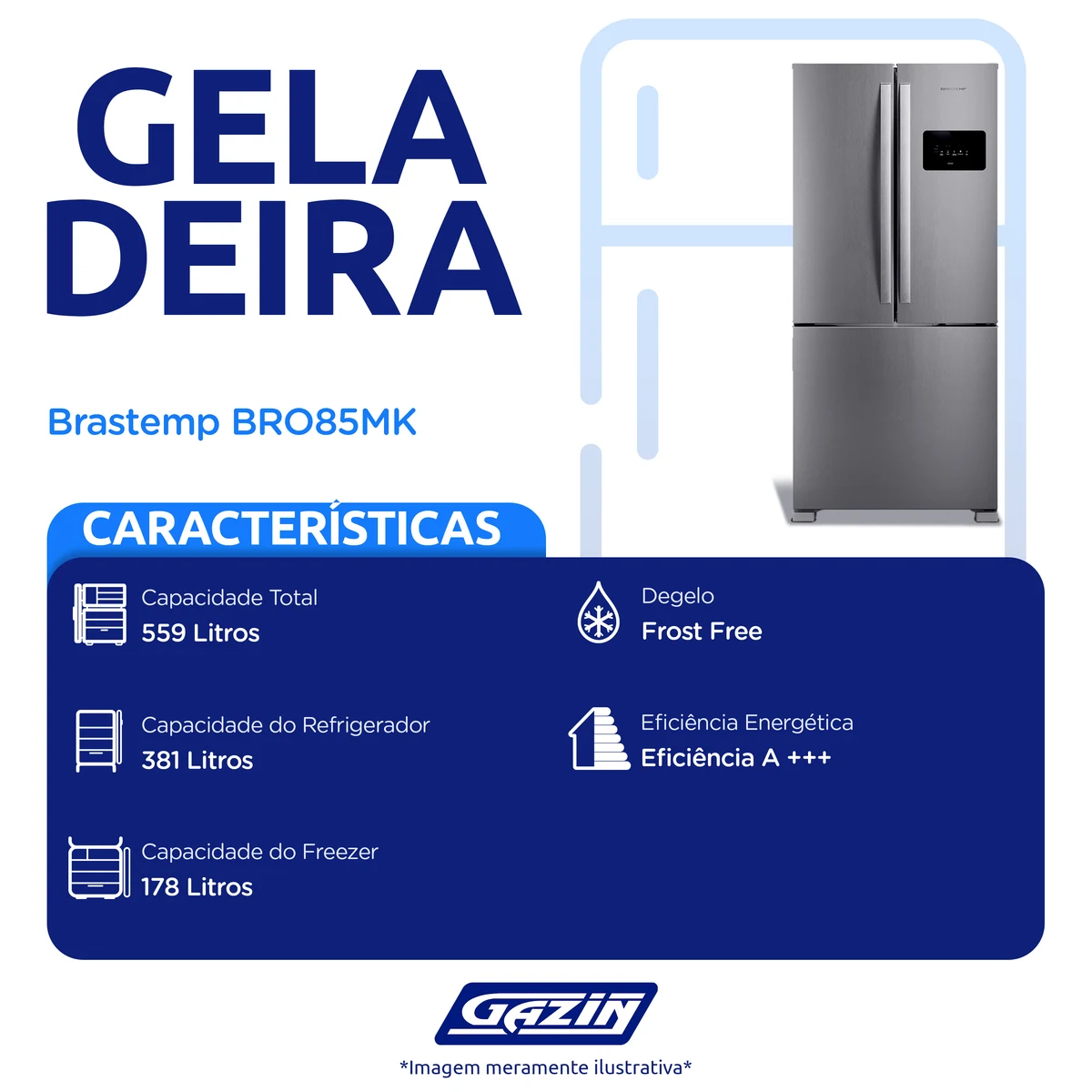 Geladeira Brastemp 559L 3 Portas Frost Free Multidoor BRO85