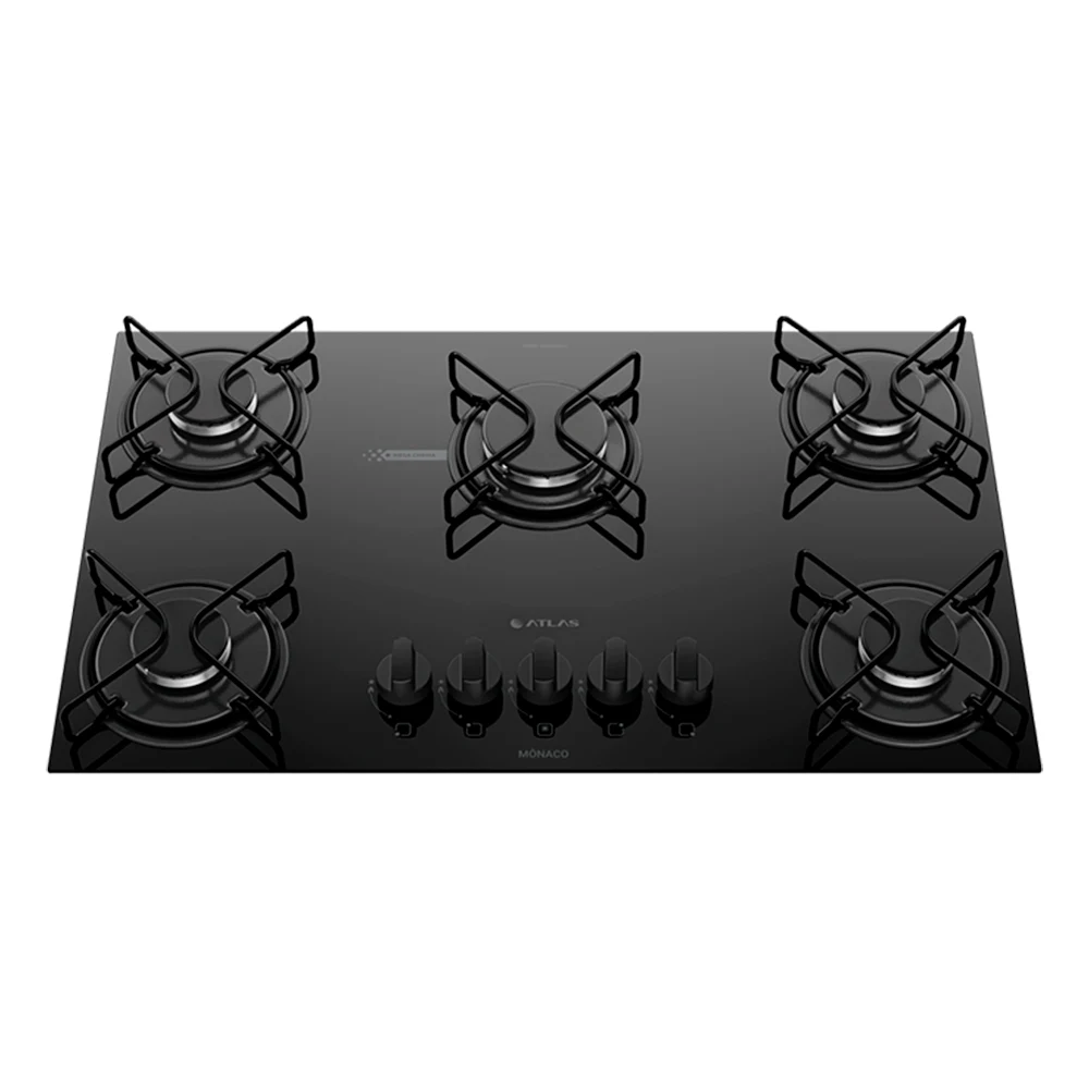 Cooktop a Gás Atlas Monaco Glass 5 Bocas Superautomático Mesa de Vidro