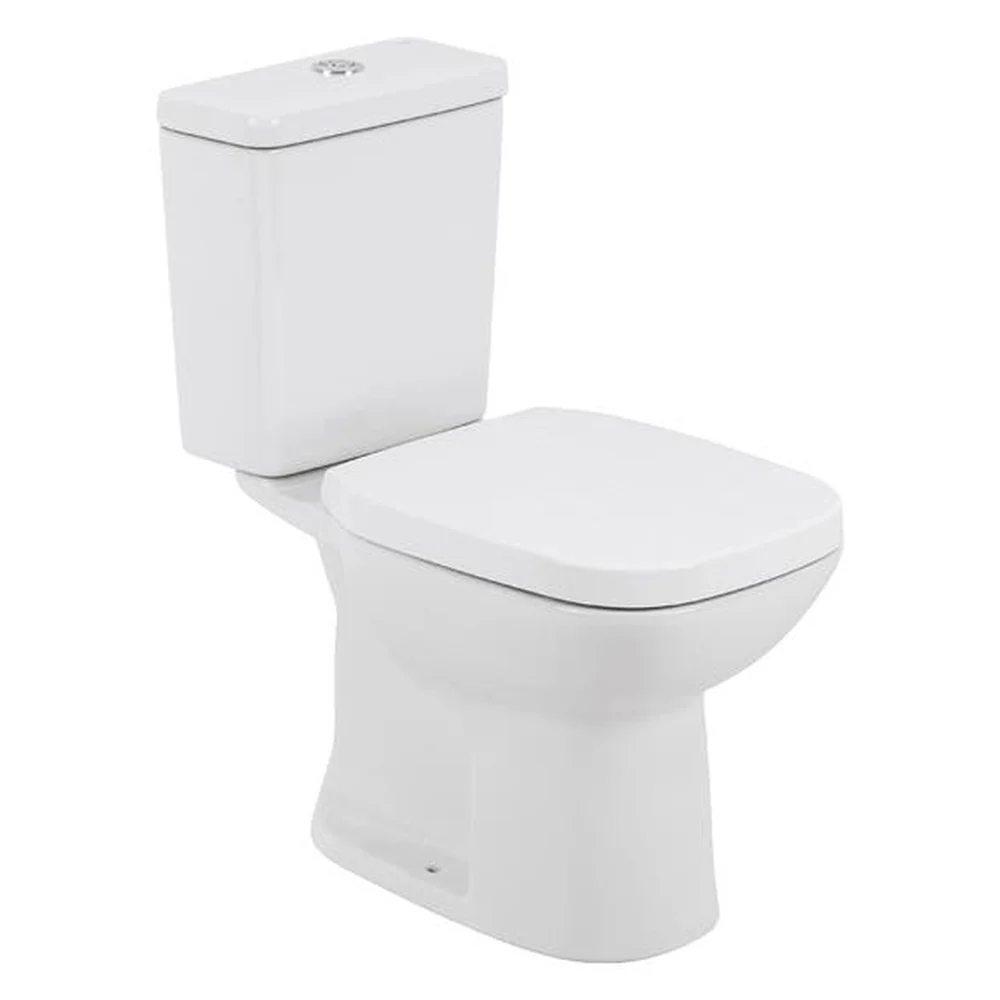 Kit Vaso Sanitário com Caixa Acoplada e Assento Branco Quadrado 3 e 6 litros Debba Square Roca