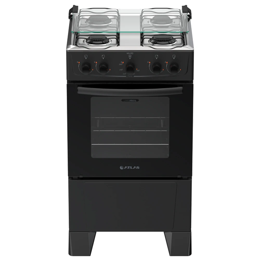 Fogão Atlas Milao 4 Bocas Manual Mesa de Inox 48L