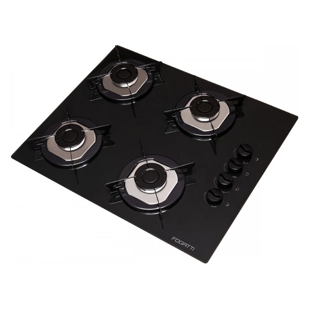Cooktop 4 Bocas com Vidro Preto - Fogatti