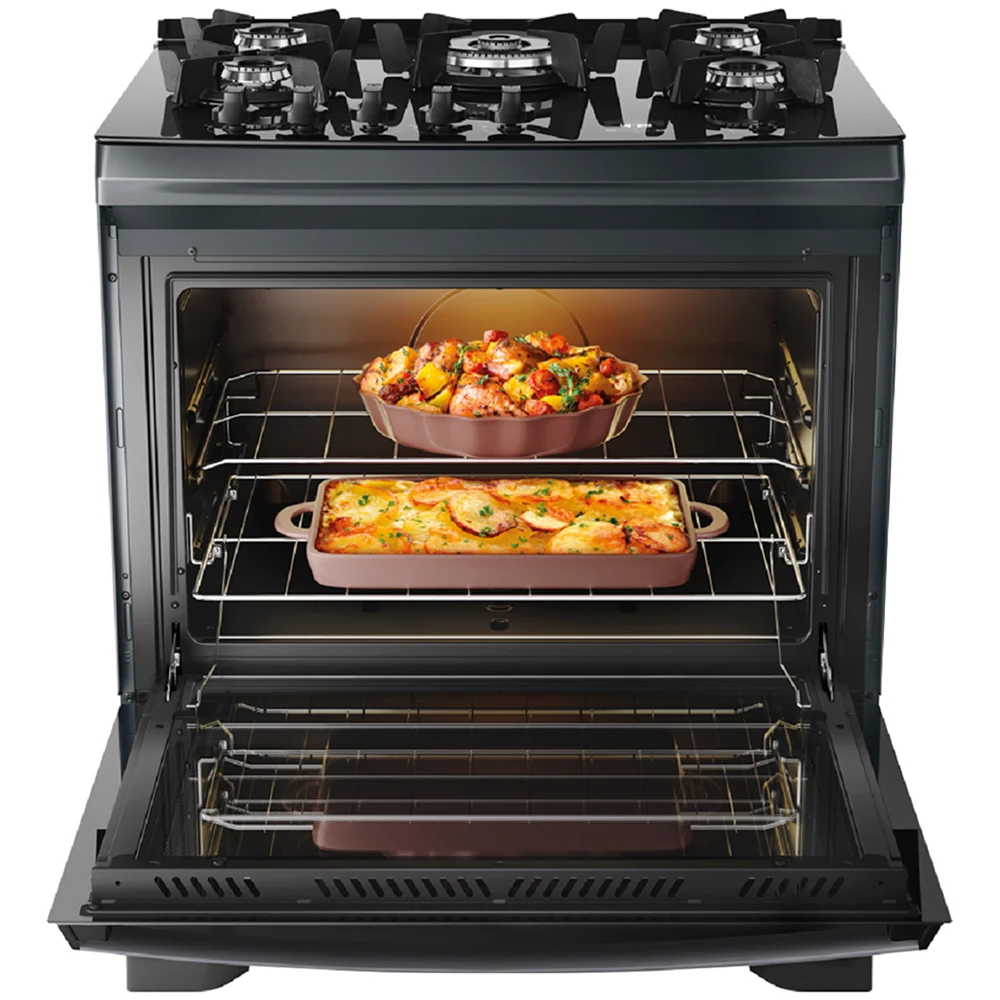 Fogão Dako Supreme 5 Bocas Automático Mesa de Vidro Forno 100L